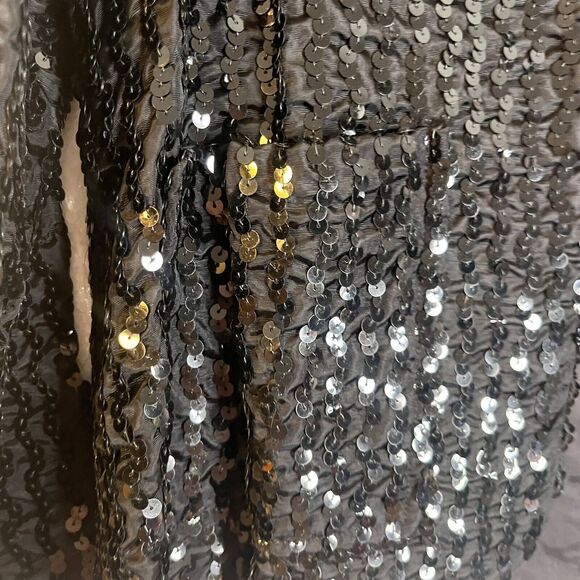 Miss H Vintage Black Full Sequined Open Front Cocktail Jacket 21x26 - Picture 4 of 7
